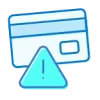 Icon of a credit card and alert sign